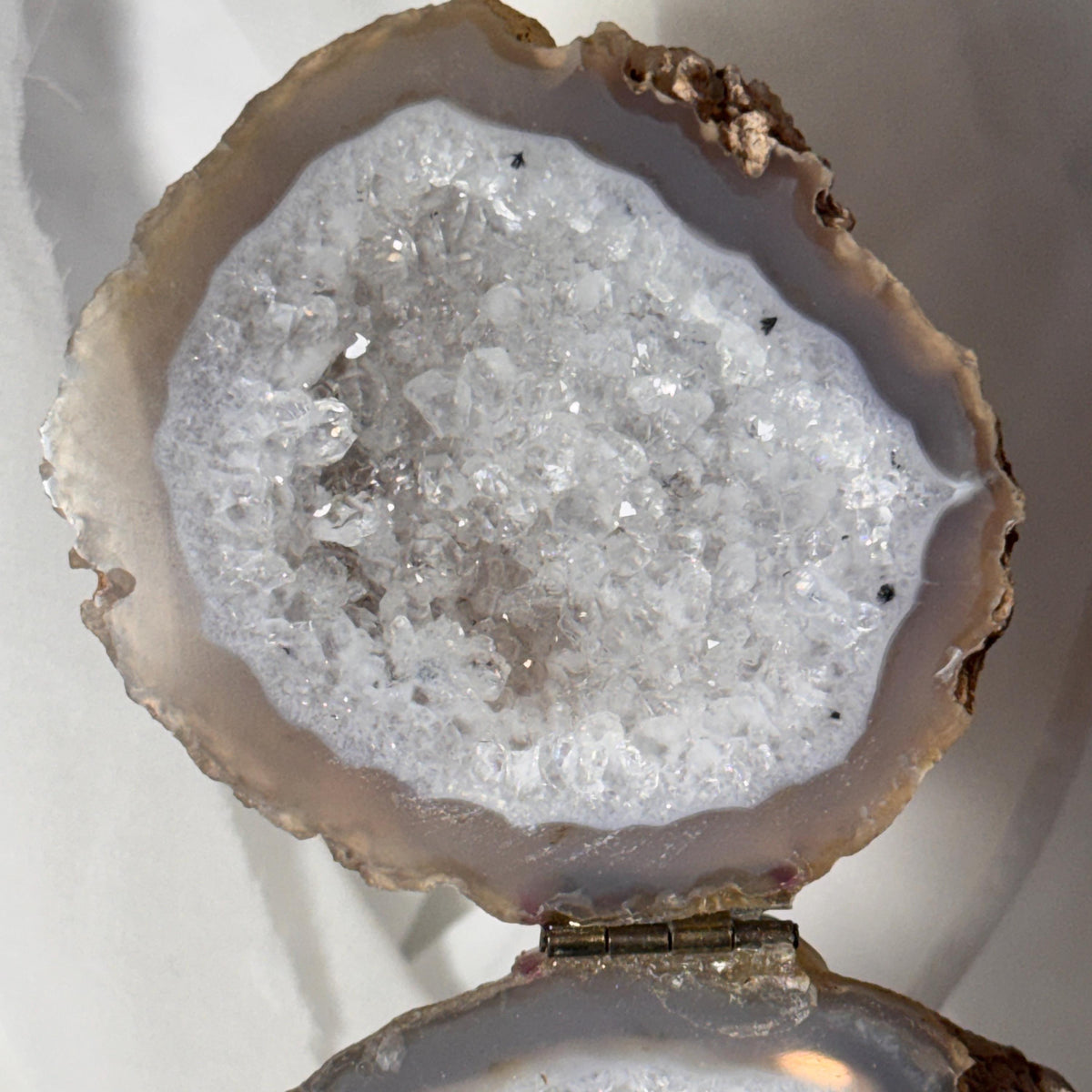 [shopname] - One-of-a-Kind Druzy Geode Ring Box — Natural Brazilian Agate Proposal Keepsake, rock decor