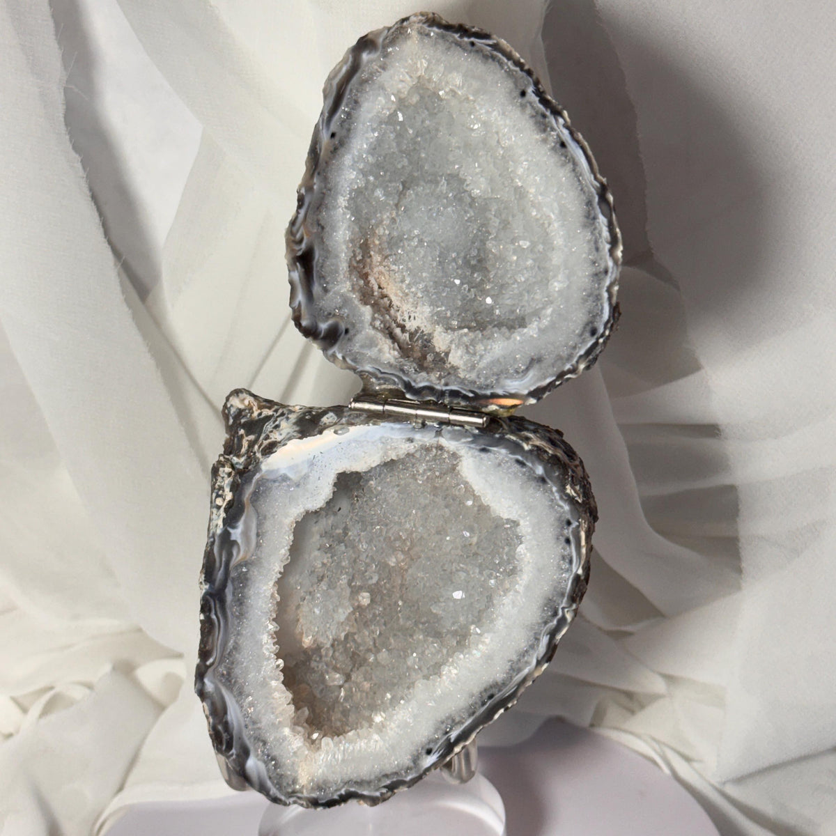 [shopname] - One-of-a-Kind Druzy Geode Ring Box — Natural Brazilian Agate Proposal Keepsake, rock decor