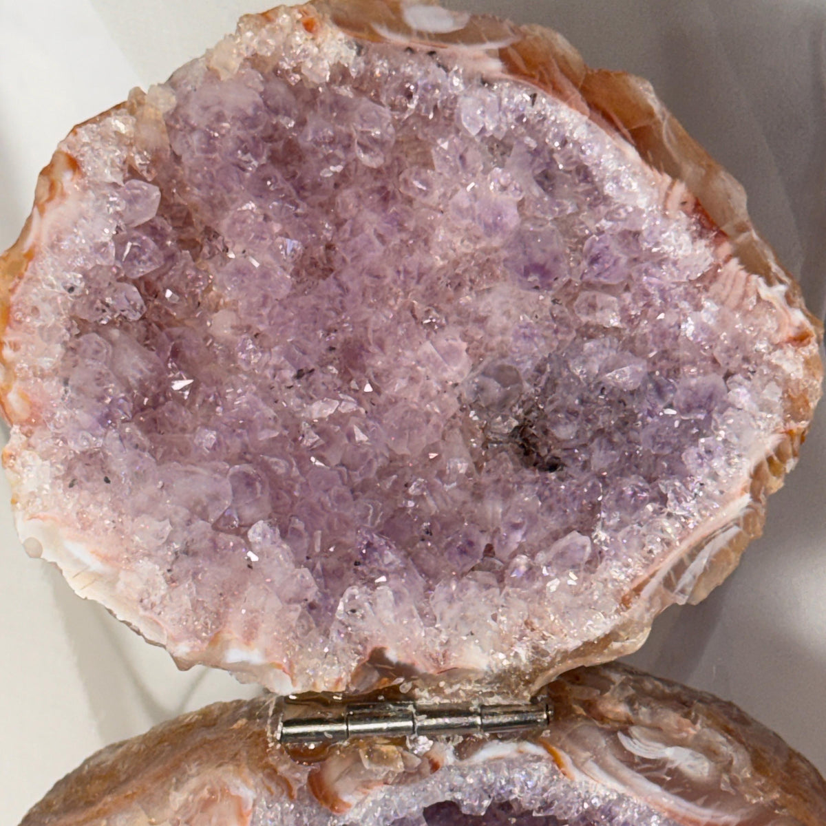 [shopname] - One-of-a-Kind Amethyst Druzy Geode Ring Box — Natural Brazilian Agate Proposal Keepsake, rock decor