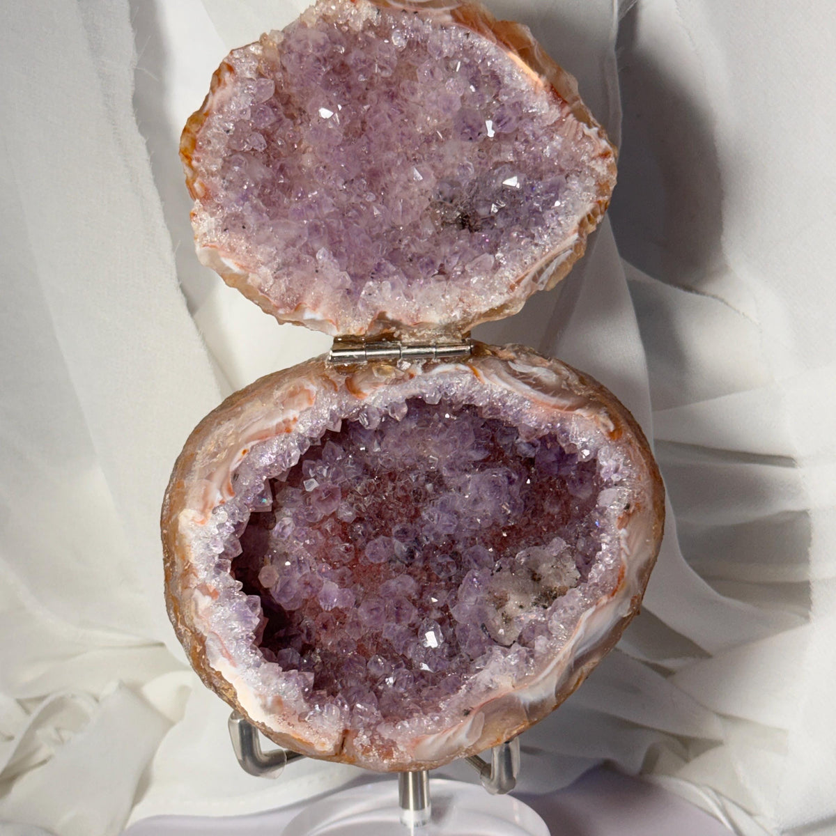 [shopname] - One-of-a-Kind Amethyst Druzy Geode Ring Box — Natural Brazilian Agate Proposal Keepsake, rock decor