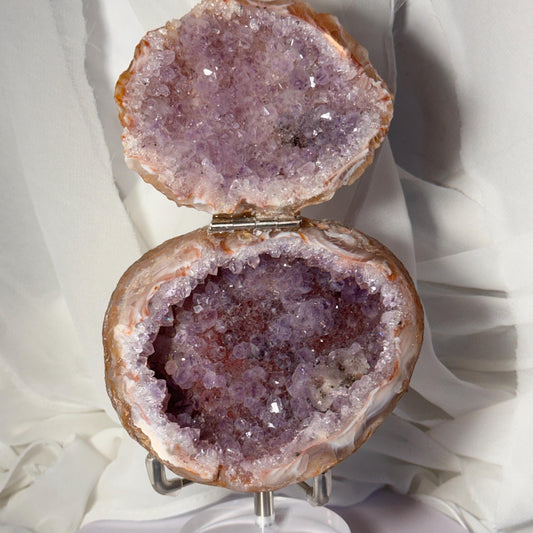 [shopname] - One-of-a-Kind Amethyst Druzy Geode Ring Box — Natural Brazilian Agate Proposal Keepsake, rock decor