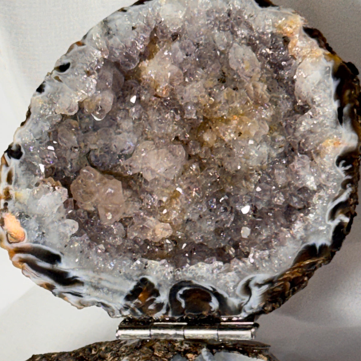 [shopname] - Brazilian Geode Ring Box with Sparkling Druzy Crystal Interior — Natural Agate Proposal Box, rock decor