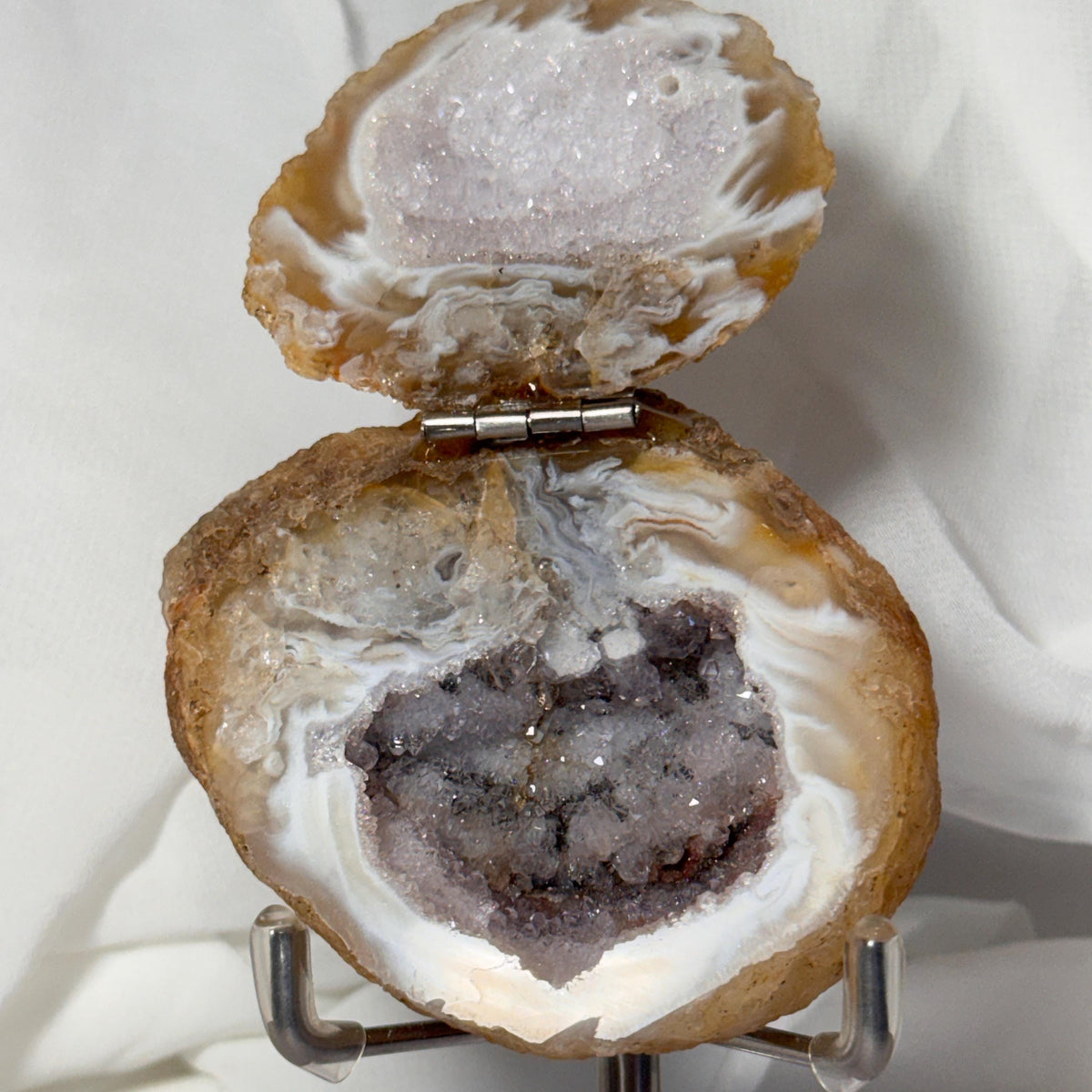 [shopname] - One-of-a-Kind Druzy Geode Ring Box — Natural Brazilian Agate Proposal Keepsake, rock decor