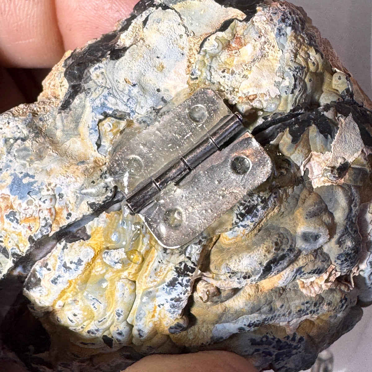 [shopname] - Brazilian Geode Ring Box with Sparkling Druzy Crystal Interior — Natural Agate Proposal Box, rock decor