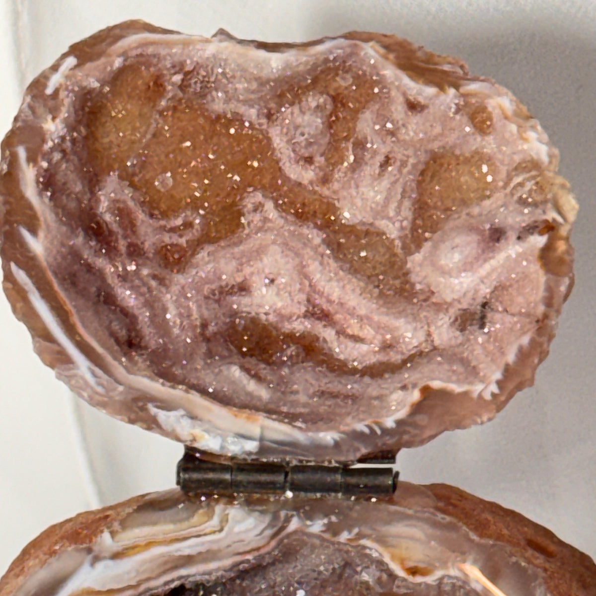 [shopname] - Brazilian Geode Ring Box with Sparkling Druzy Crystal Interior — Natural Agate Proposal Box, rock decor