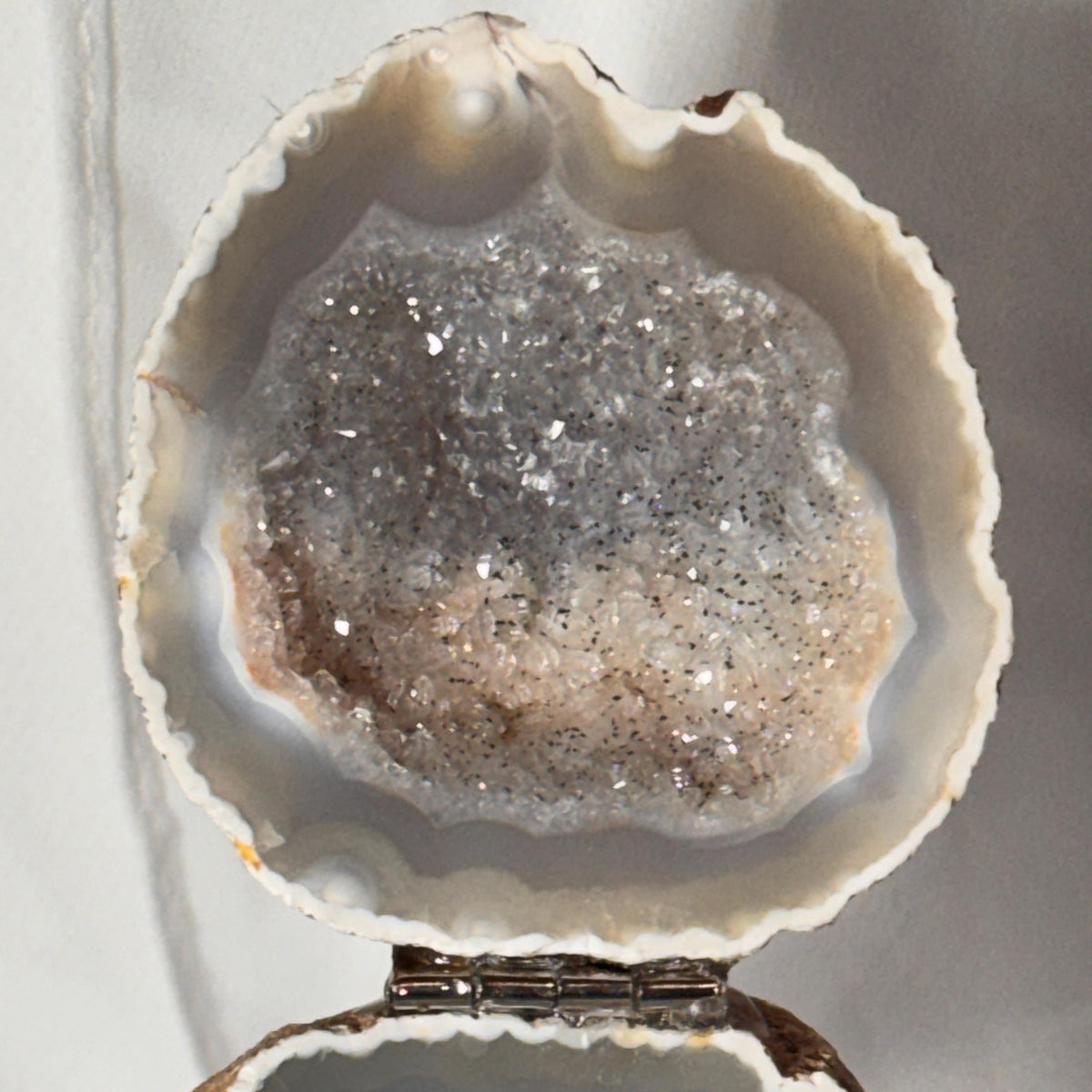[shopname] - One-of-a-Kind Druzy Geode Ring Box — Natural Brazilian Agate Proposal Keepsake, rock decor