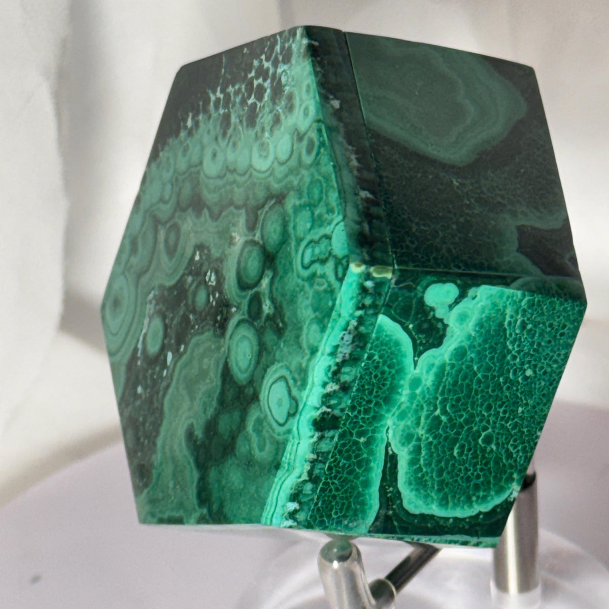 [shopname] - Natural Malachite Trinket Box — Handcarved Stone Jewelry & Ring Box, Hexagon Design, rock decor