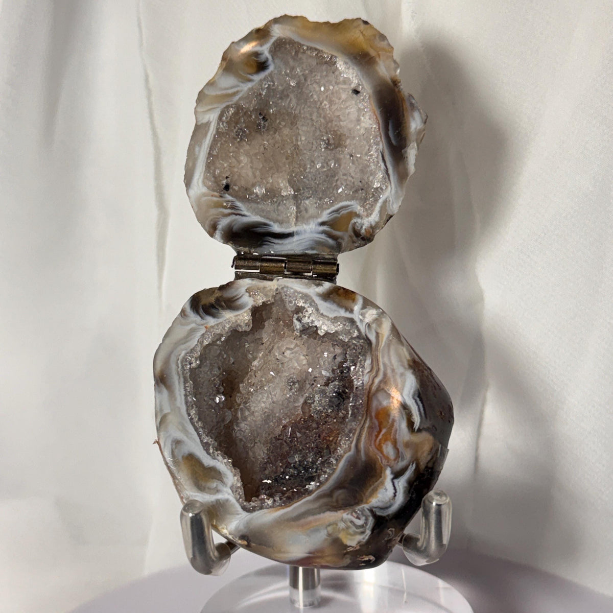 [shopname] - Natural Geode Trinket Box — Small Hinged Stone Box for Earrings & Jewelry, rock decor
