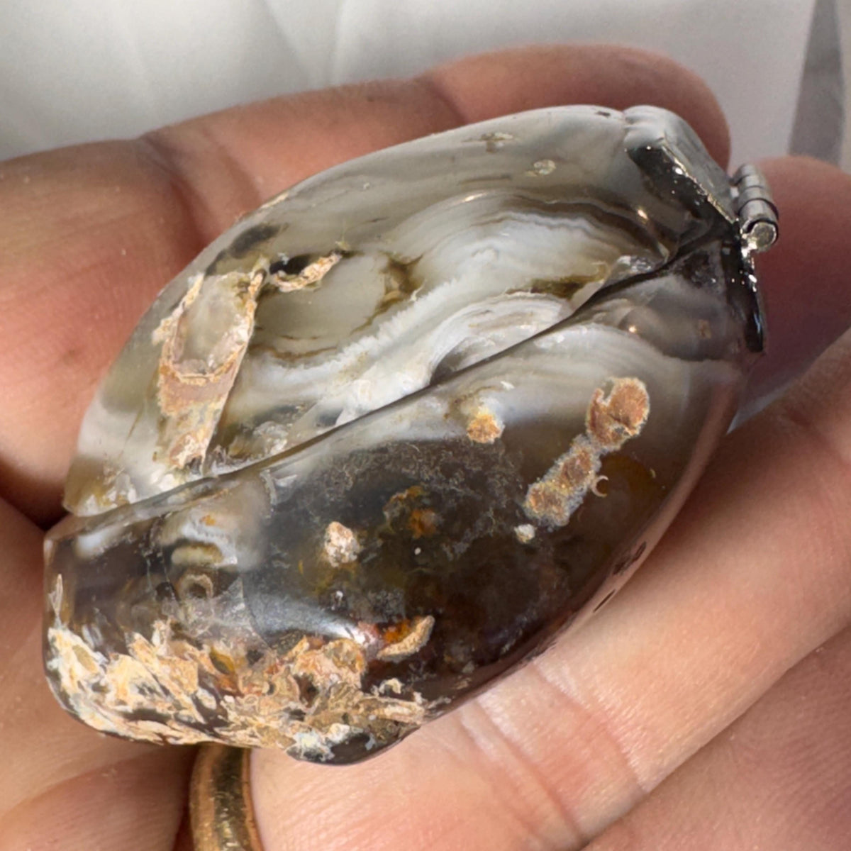 [shopname] - Natural Geode Trinket Box — Small Hinged Stone Box for Earrings & Jewelry, rock decor