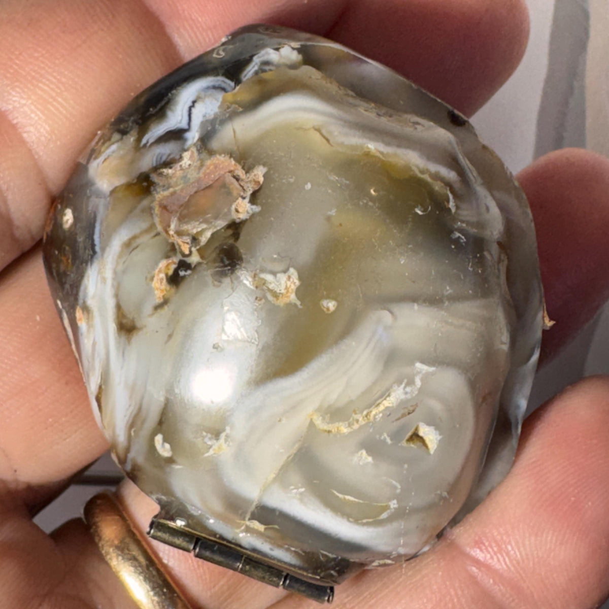 [shopname] - Natural Geode Trinket Box — Small Hinged Stone Box for Earrings & Jewelry, rock decor