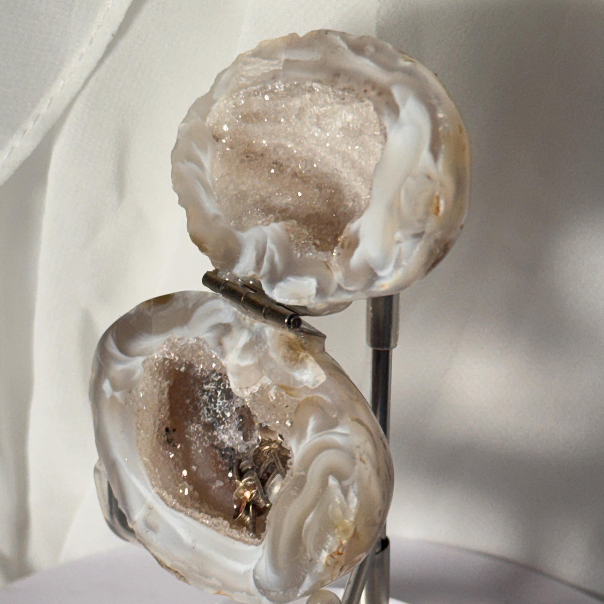 [shopname] - Natural Geode Trinket Box — Small Hinged Stone Box for Earrings & Jewelry, rock decor