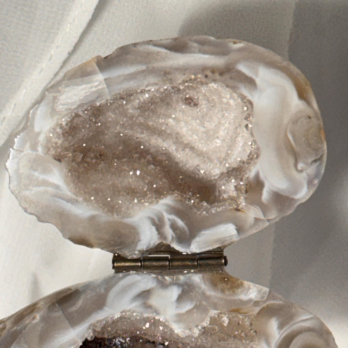 [shopname] - Natural Geode Trinket Box — Small Hinged Stone Box for Earrings & Jewelry, rock decor
