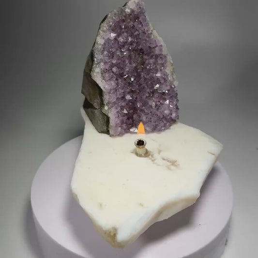 Amethyst Rock Candle, Cut-Base