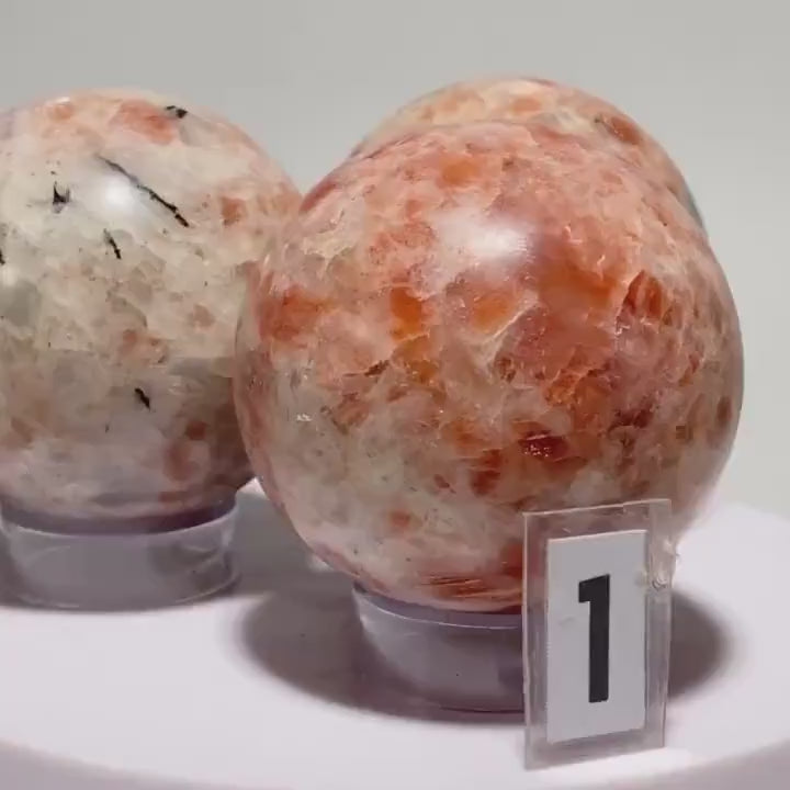 Polished Sunstone Sphere with Acrylic Stand