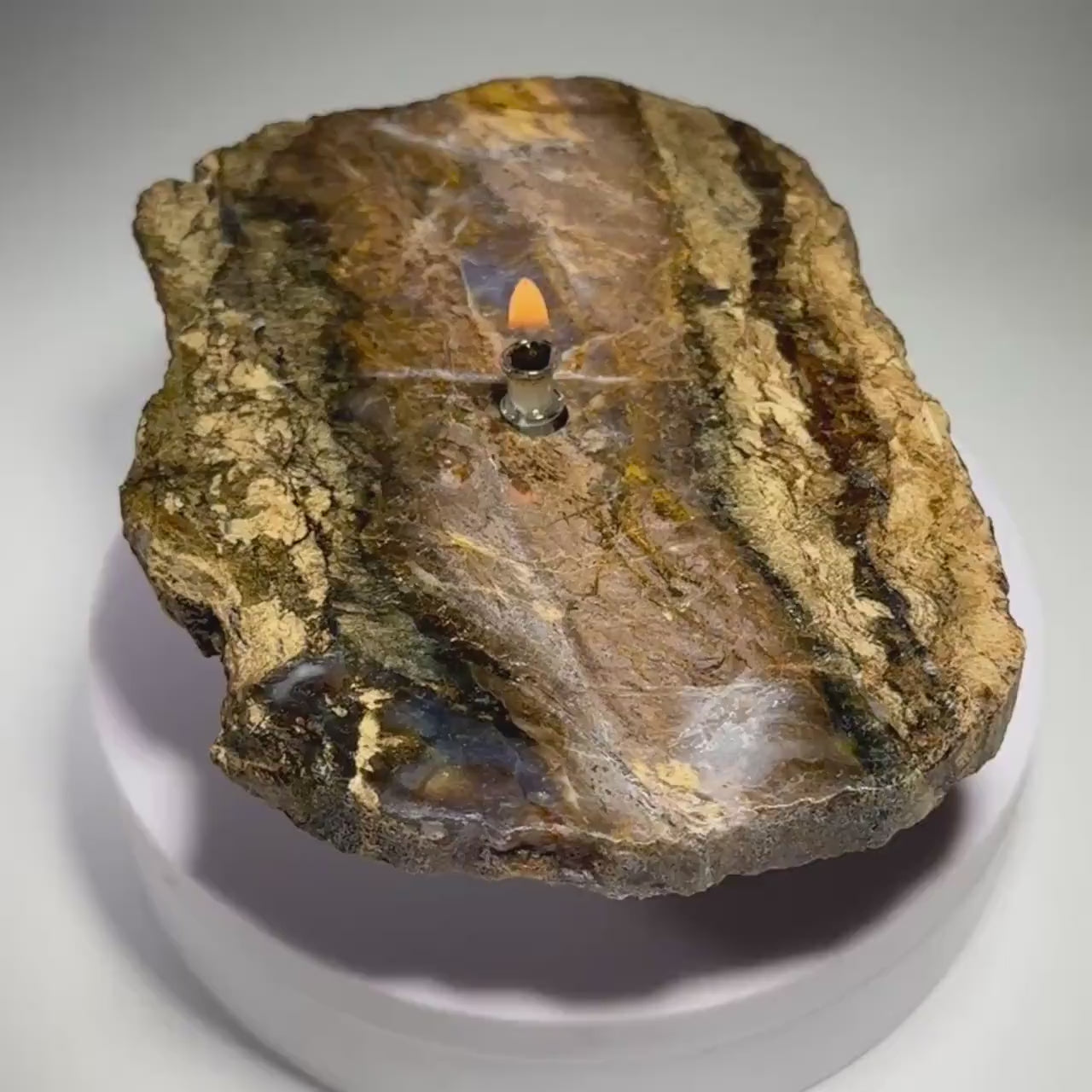 Purple Agate Rock Candle