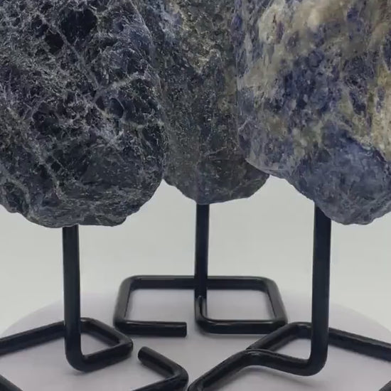Raw Sodalite Crystal Specimen on Metal Stand
