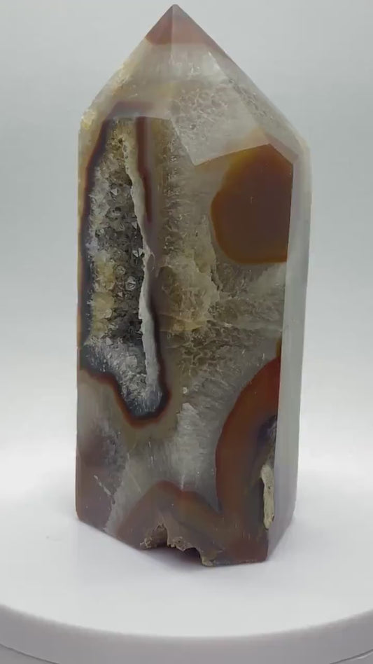 Large Brazilian Agate Geode Obelisk