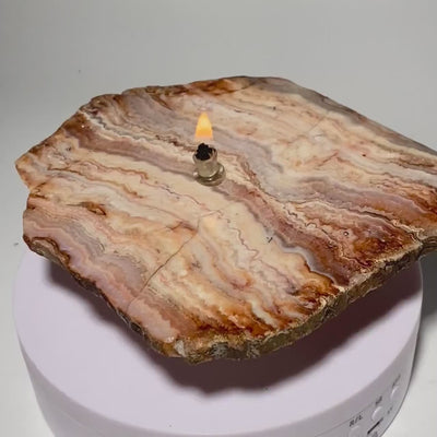 Crazy Lace Agate Rock Candle