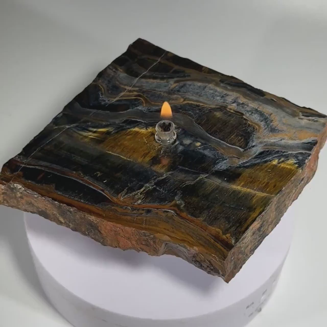 Blue Tiger's Eye Rock Candle