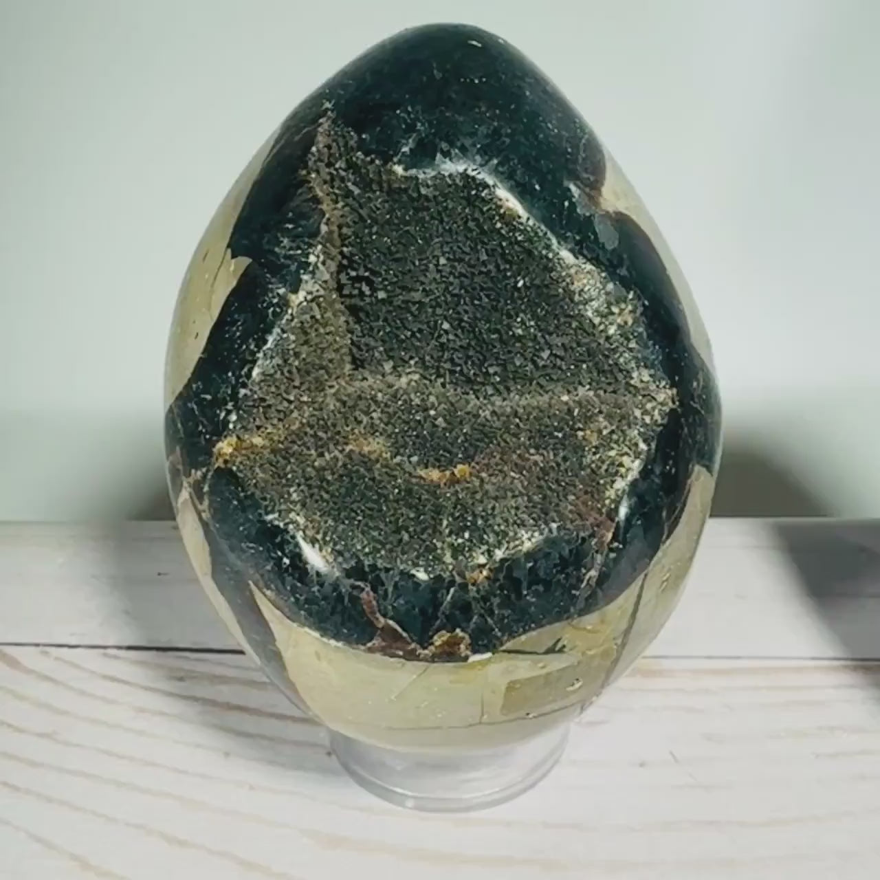 Dragon's Egg Septarian Nodule: Calcite Aragonite Crystal Statue