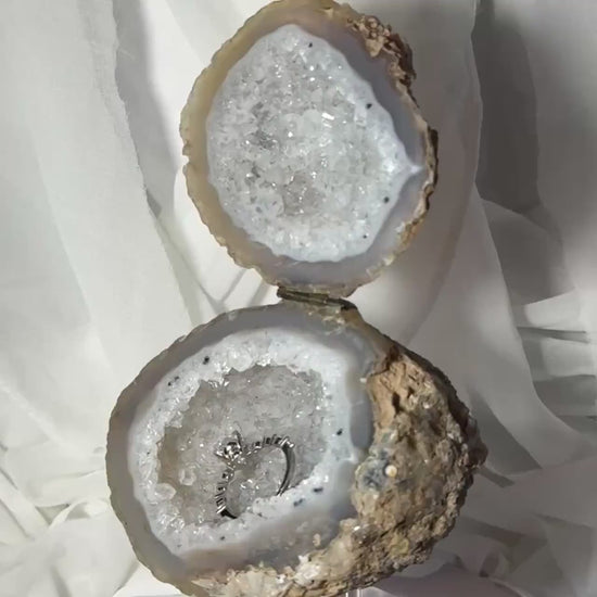 One-of-a-Kind Druzy Geode Ring Box — Natural Brazilian Agate Proposal Keepsake