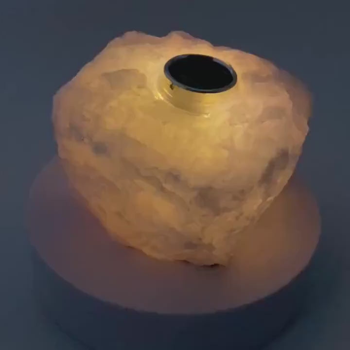 Solar powered rose quartz lamp
