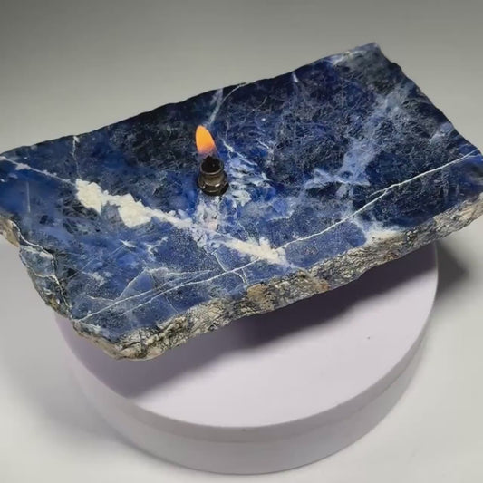 Blue Sodalite Rock Candle