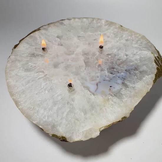 Large Agate Slab Rock Candle