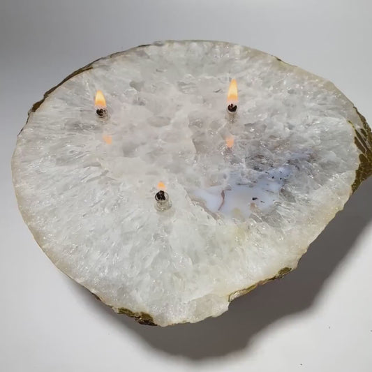 Large Agate Slab Rock Candle