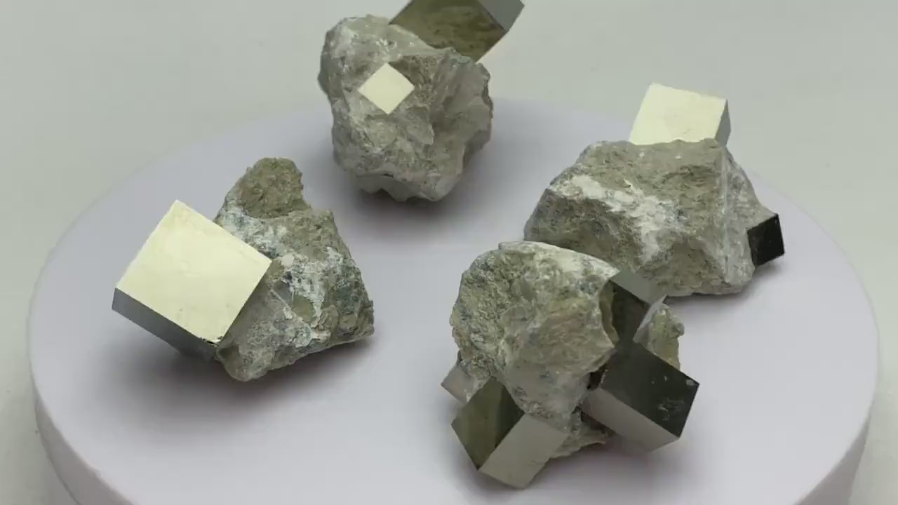 Small Pyrite cube crystals in Matrix from Navajun Spain