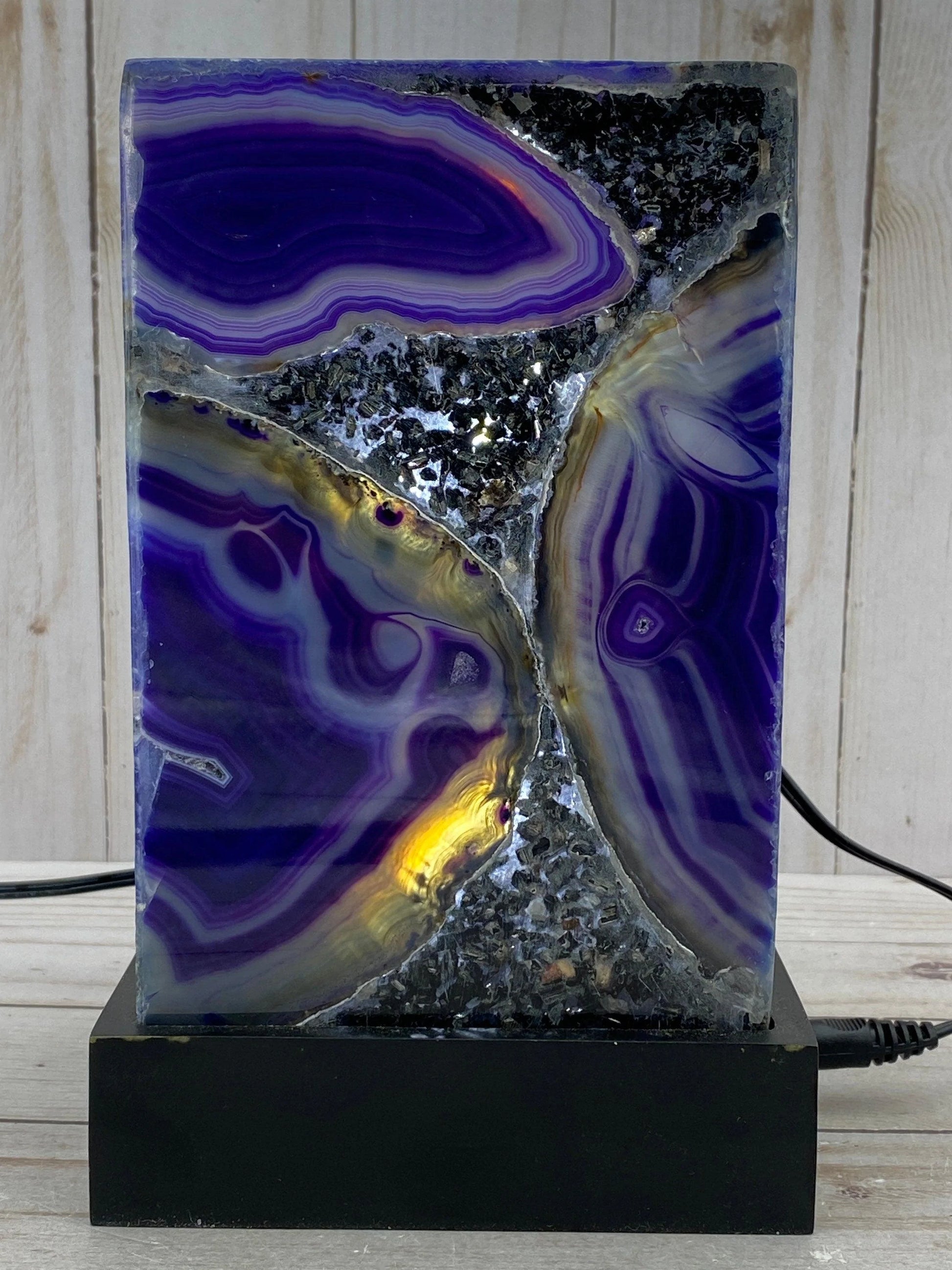 Accent Lamp, purple agate, 7-in tall - RocciaRoba