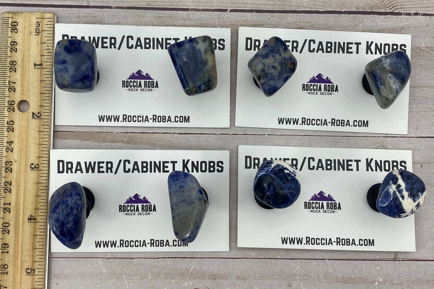 Cabinet knob pair - tumbled sodalite - RocciaRoba