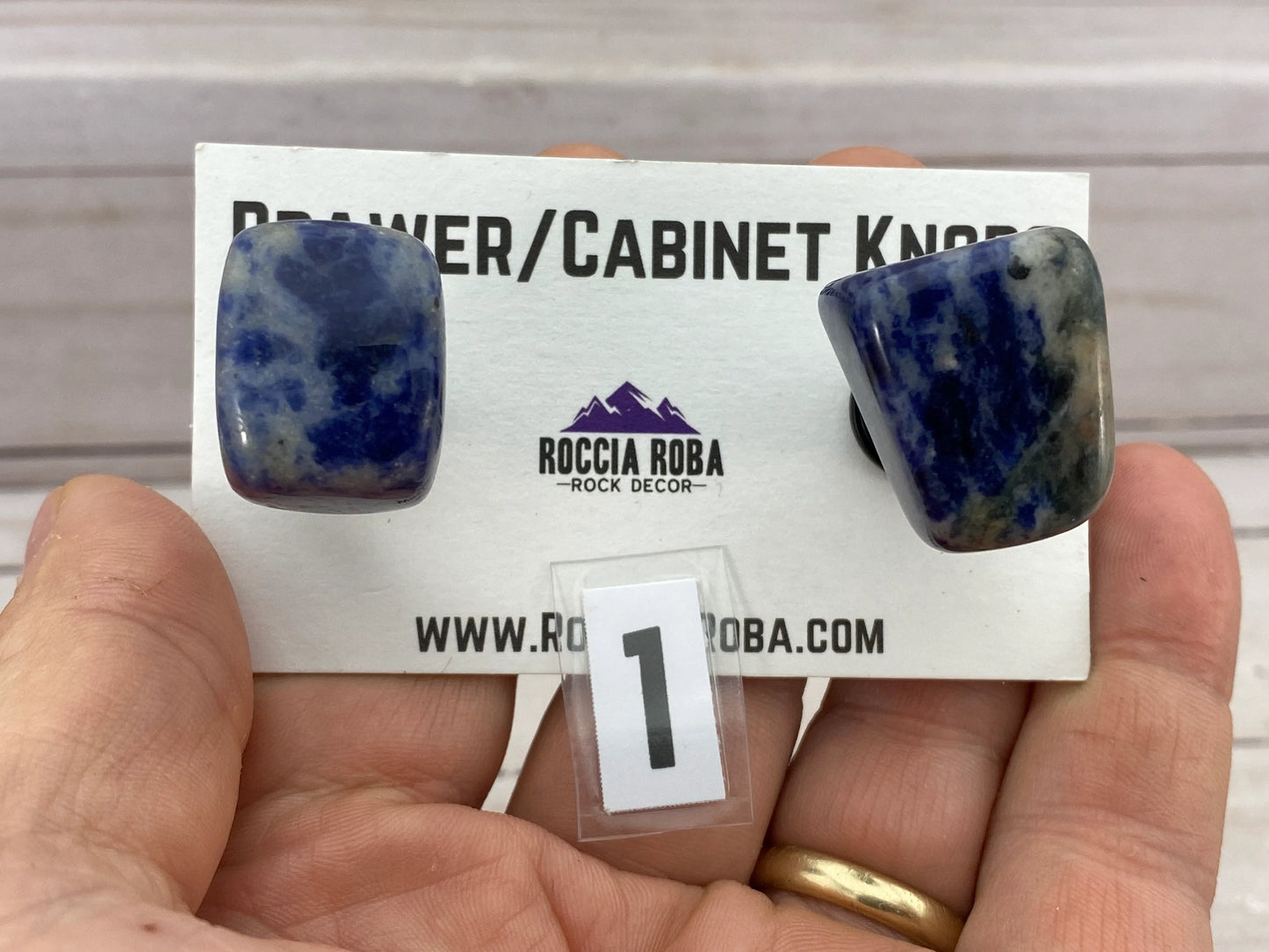 Cabinet knob pair - tumbled sodalite - RocciaRoba