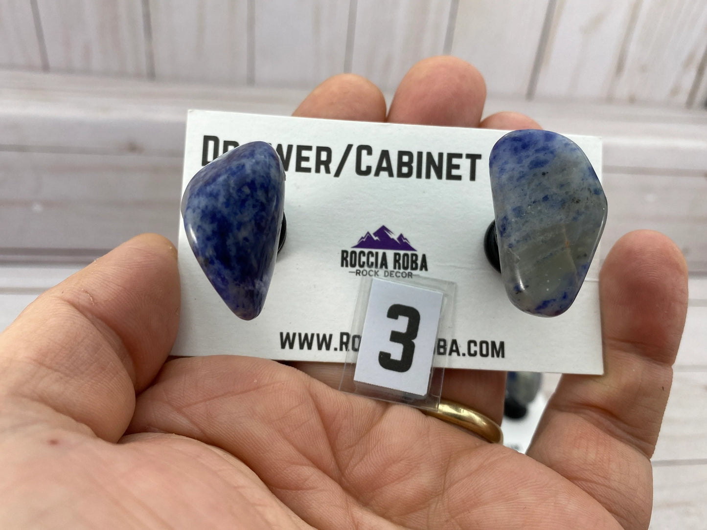 Cabinet knob pair - tumbled sodalite - RocciaRoba
