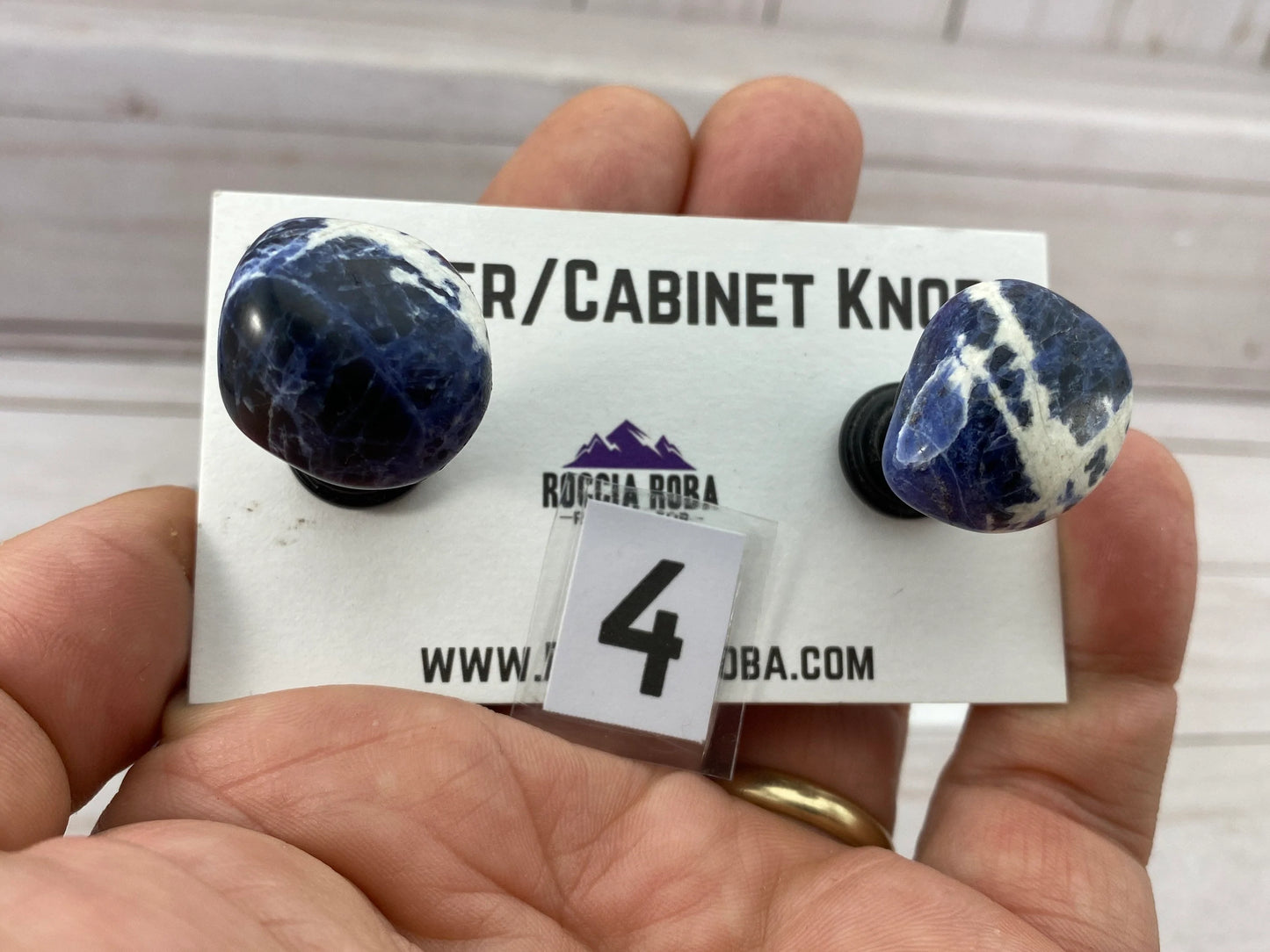 Cabinet knob pair - tumbled sodalite - RocciaRoba