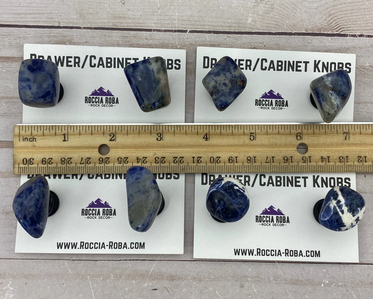 Cabinet knob pair - tumbled sodalite - RocciaRoba