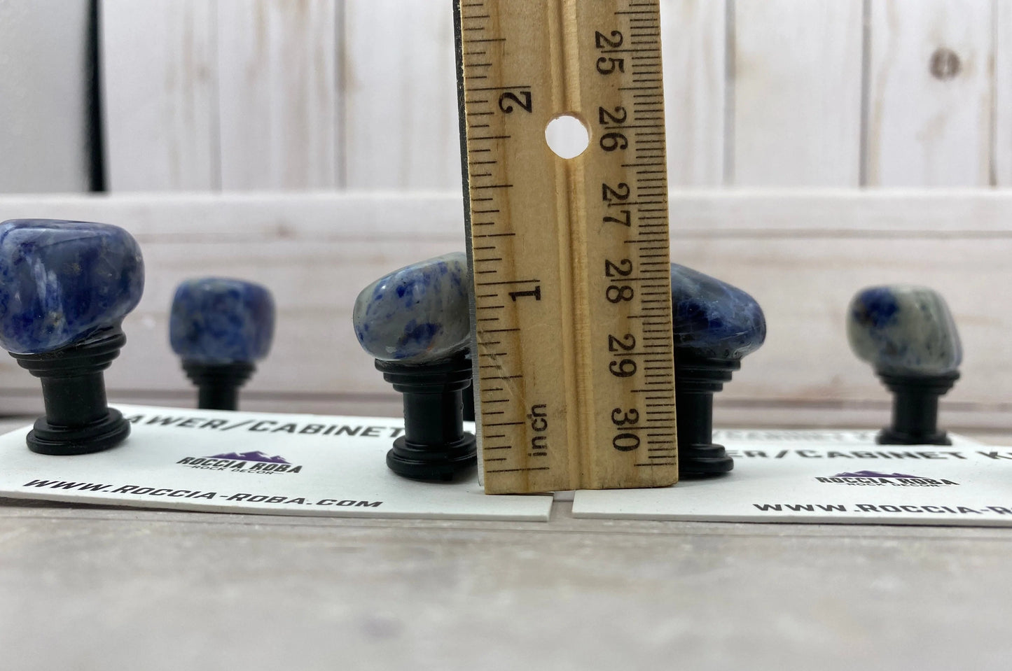 Cabinet knob pair - tumbled sodalite - RocciaRoba