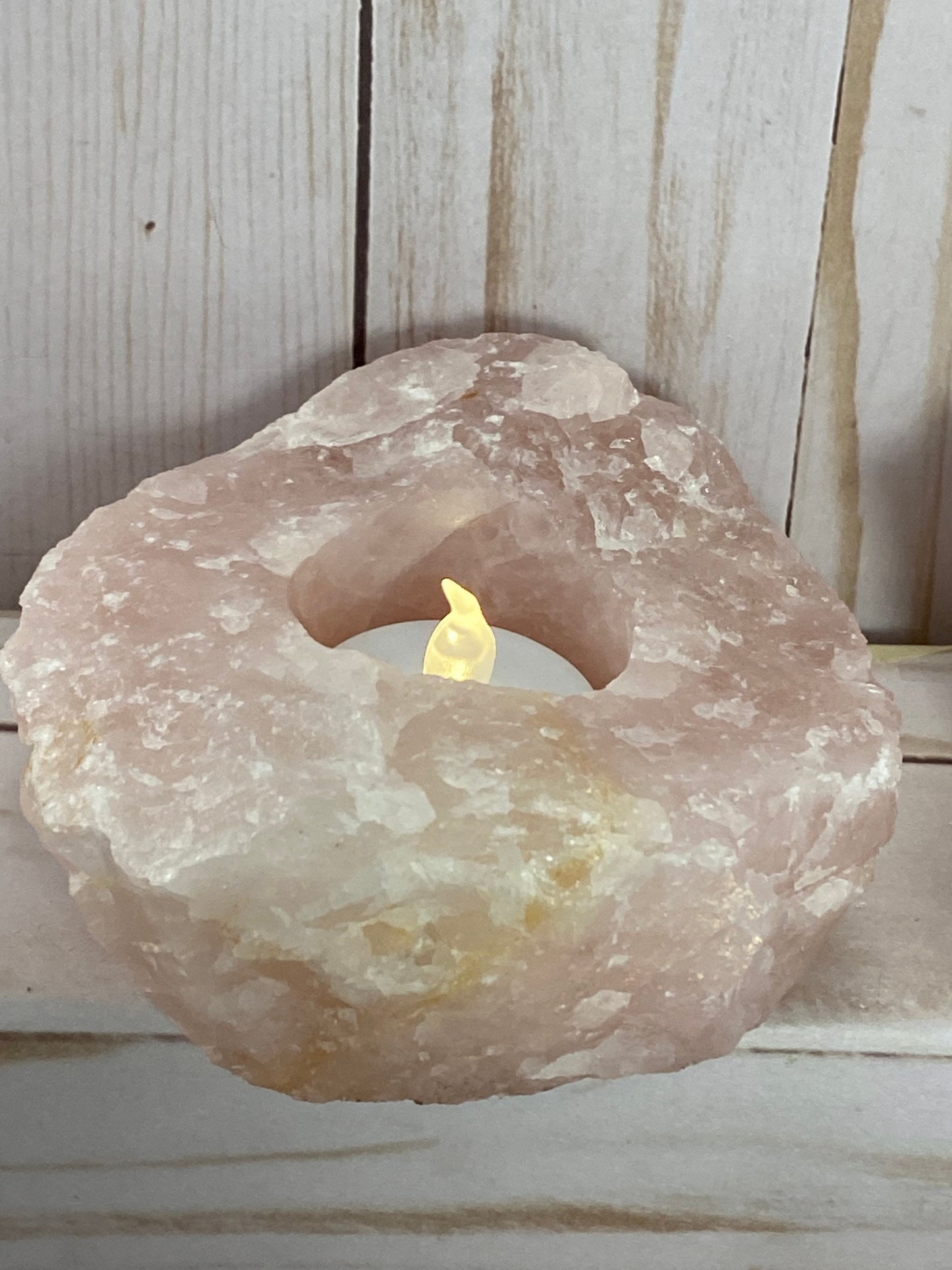 Rose quartz candle holder, tea light holder, succulent planter