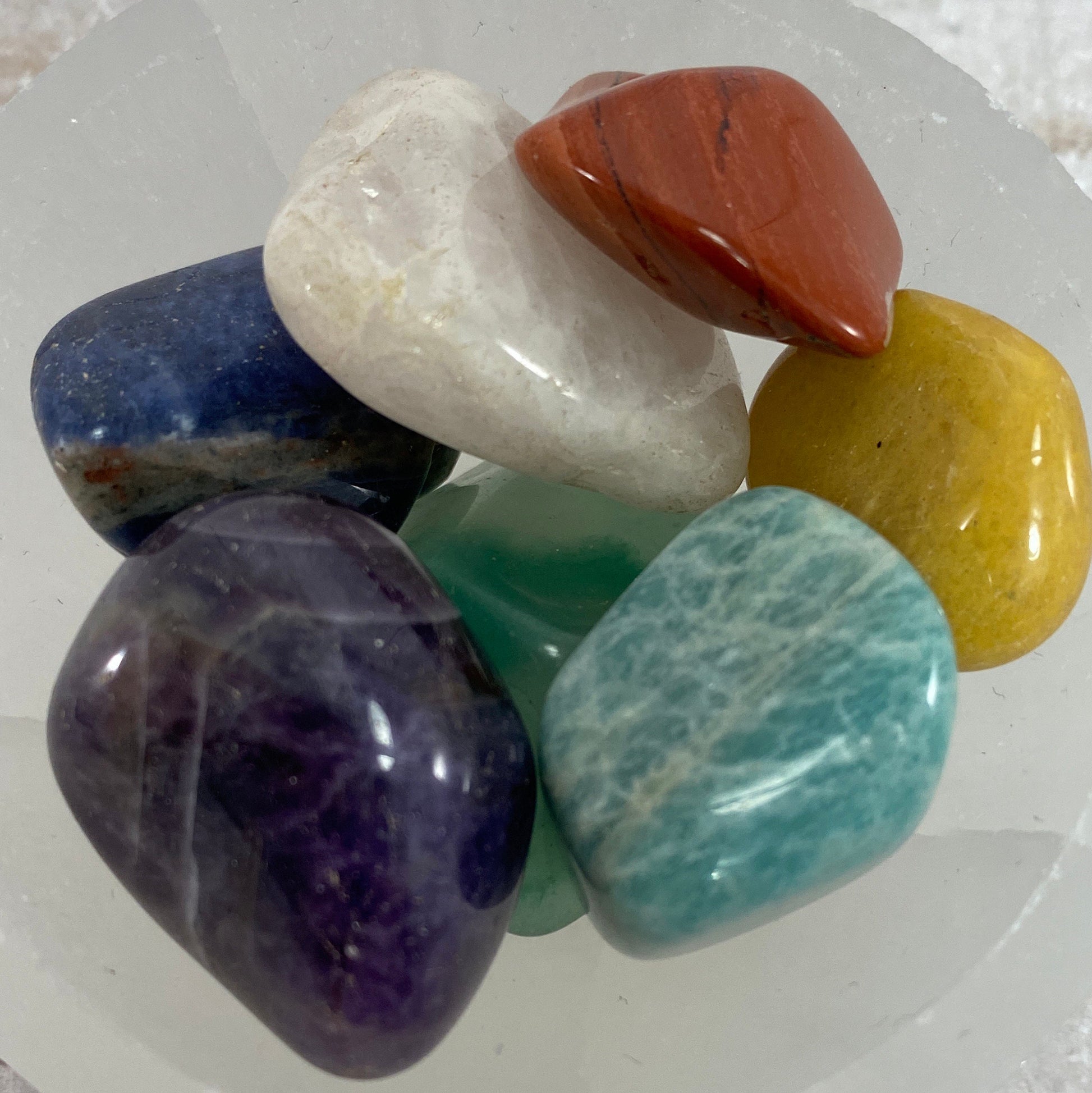 Chakra stones and Selenite charging bowl