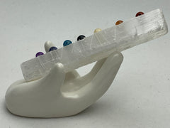 Seven Chakra stones on a selenite crystal wand