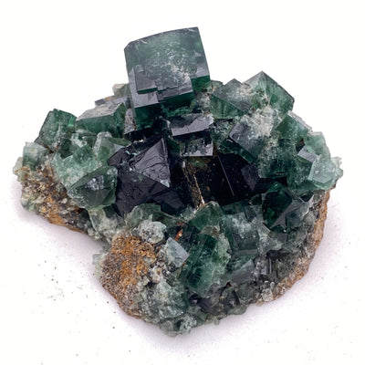 Green fluorite crystal cluster, daylight & UV reactive