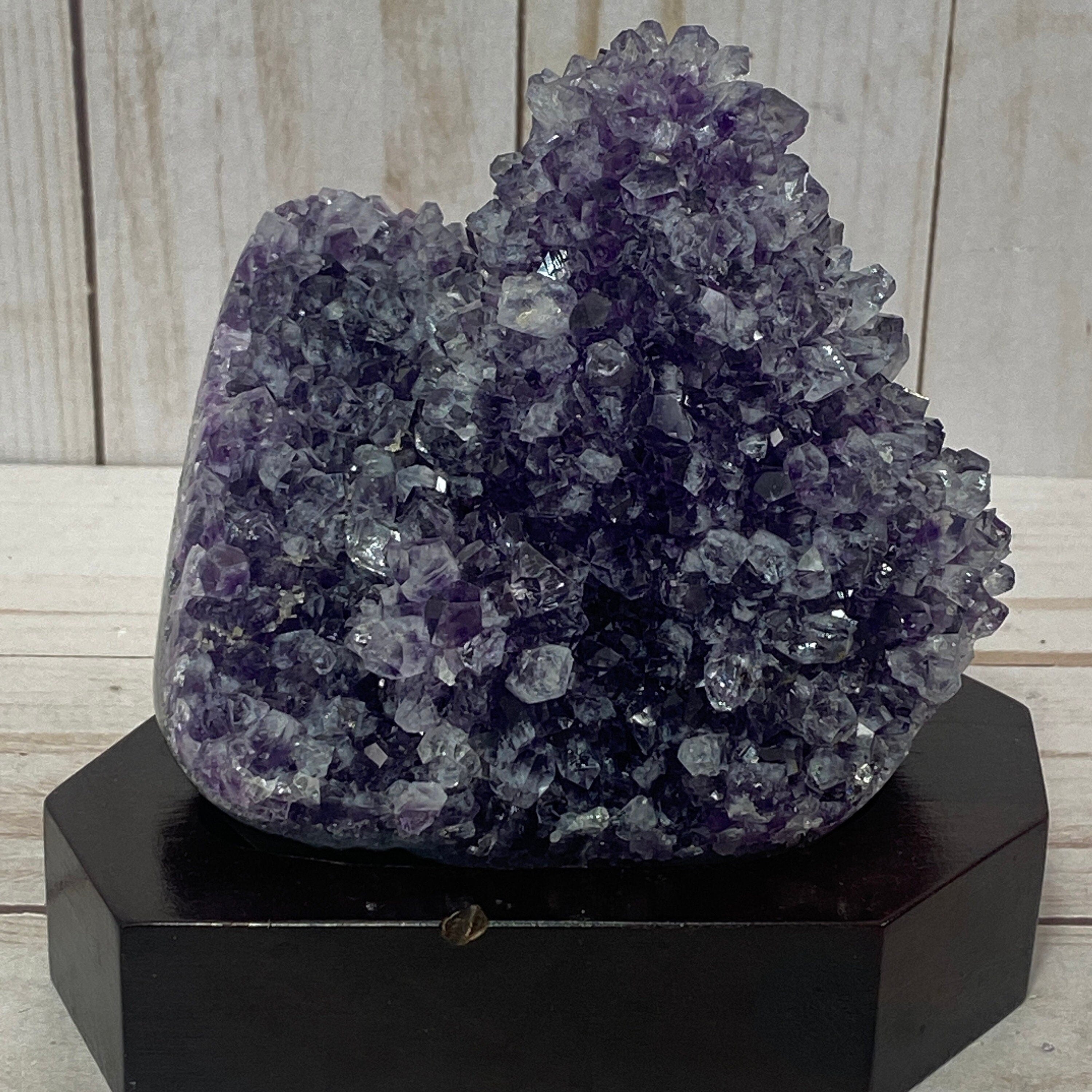 Amethyst Crystal Geode on a wood base