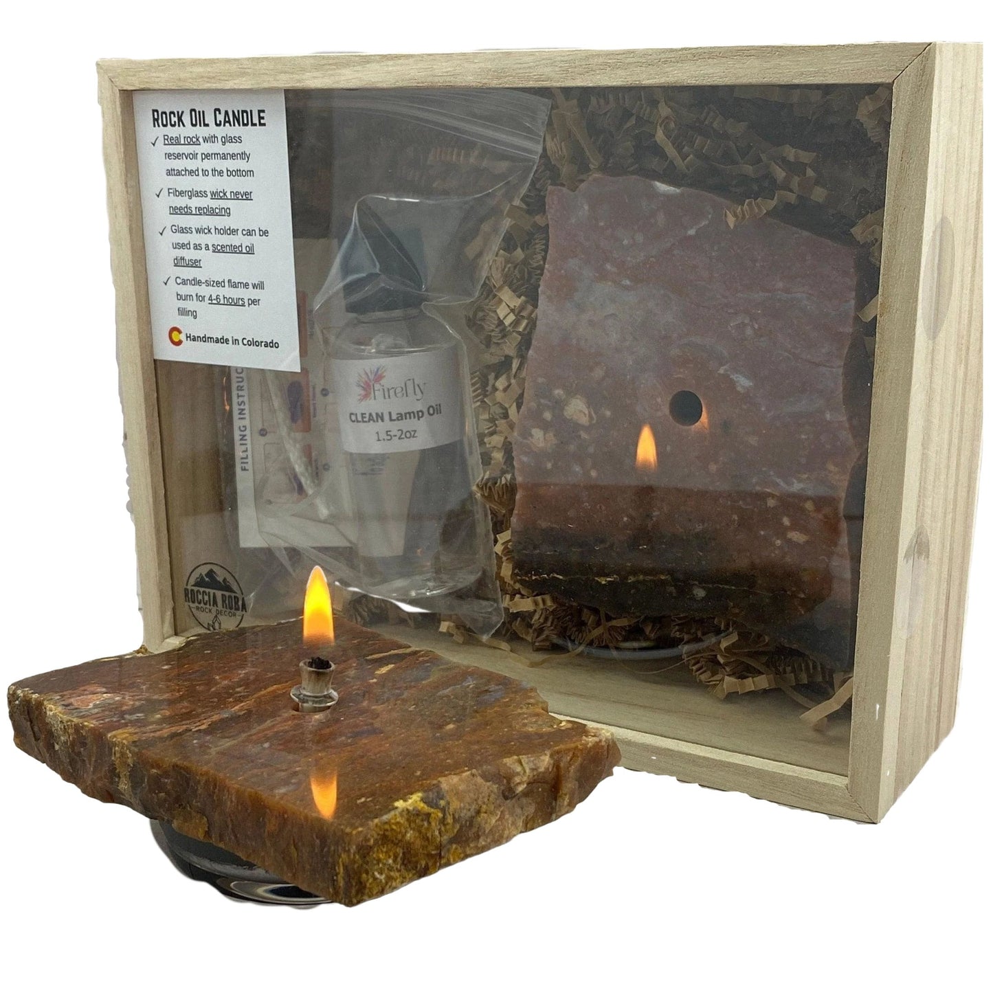 Rock Candle gift box - red jasper