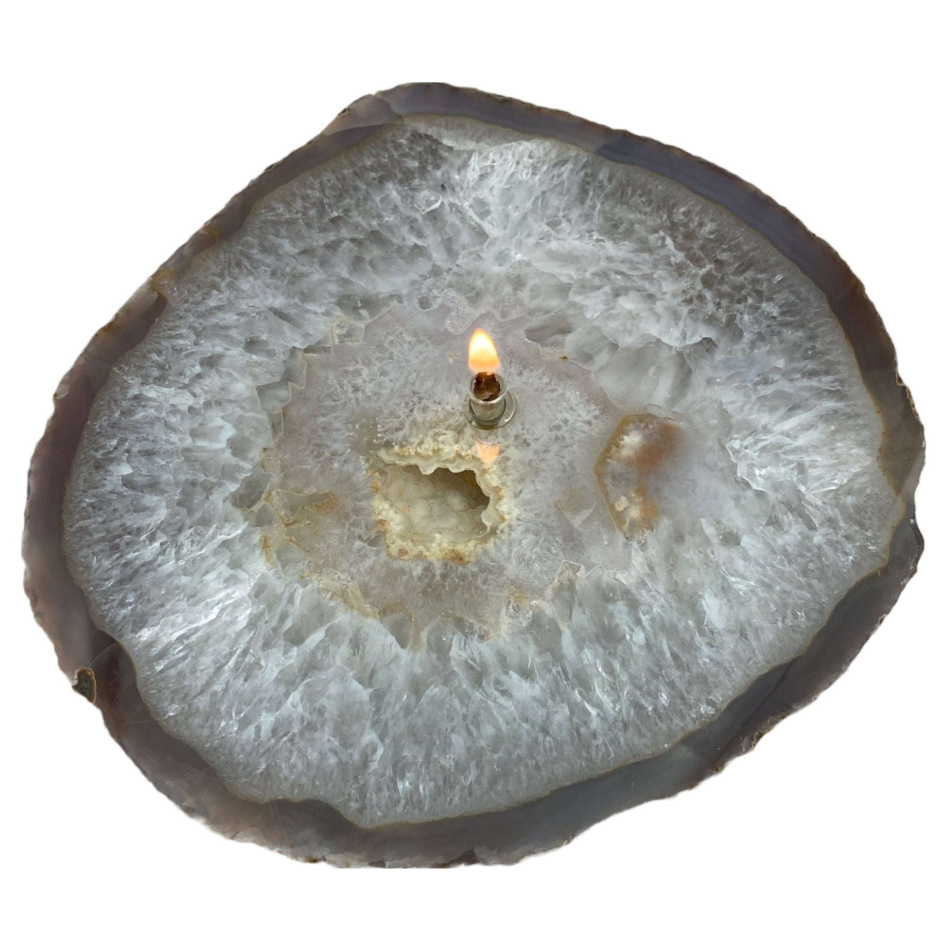 Rock Candle Gift Box - thick agate slab