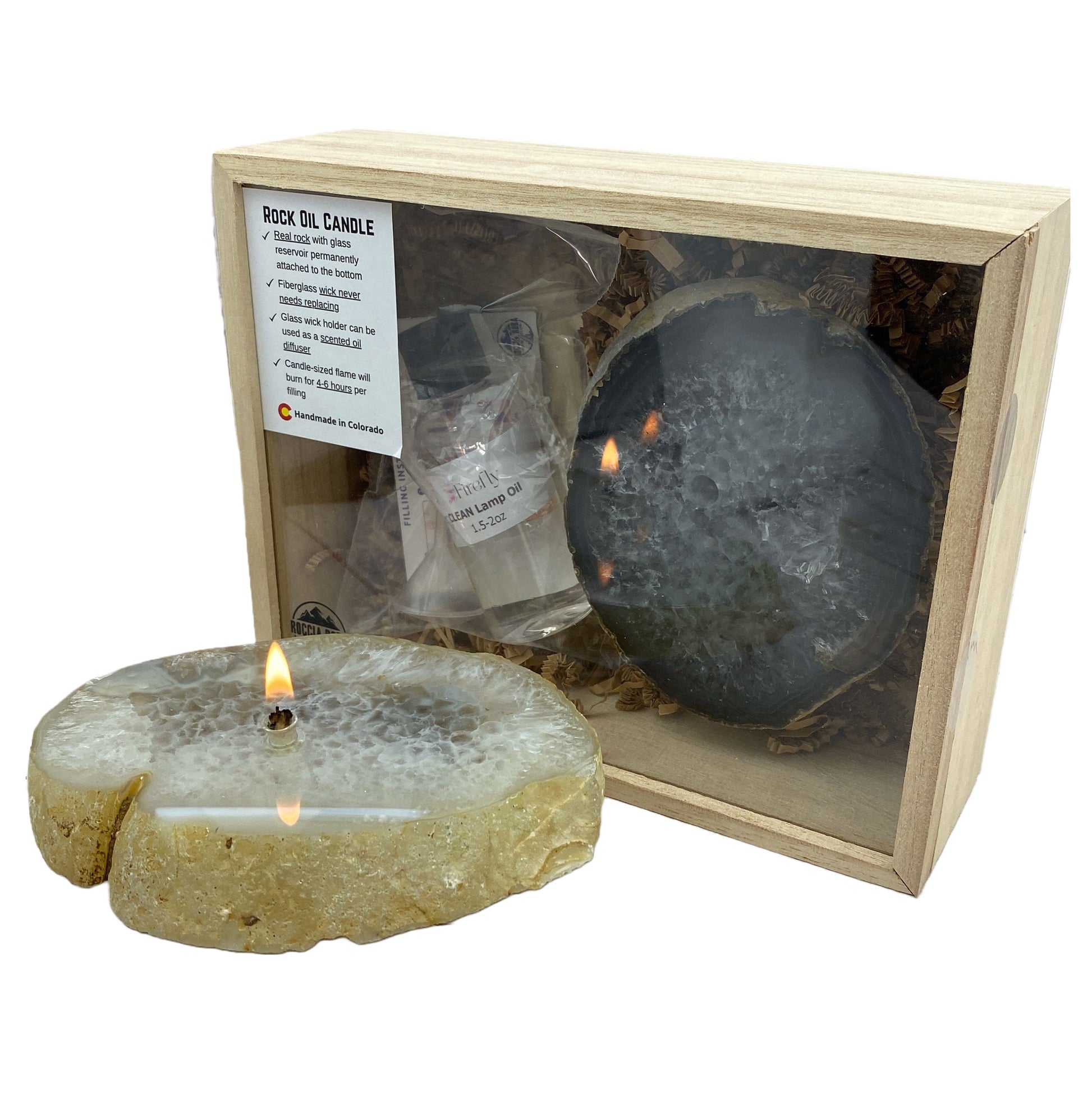 Rock Candle gift box - Thick Agate Slab