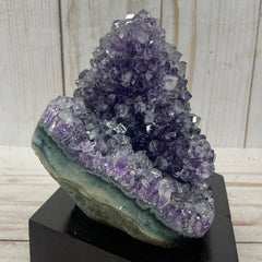 Amethyst Crystal Geode on a wood base