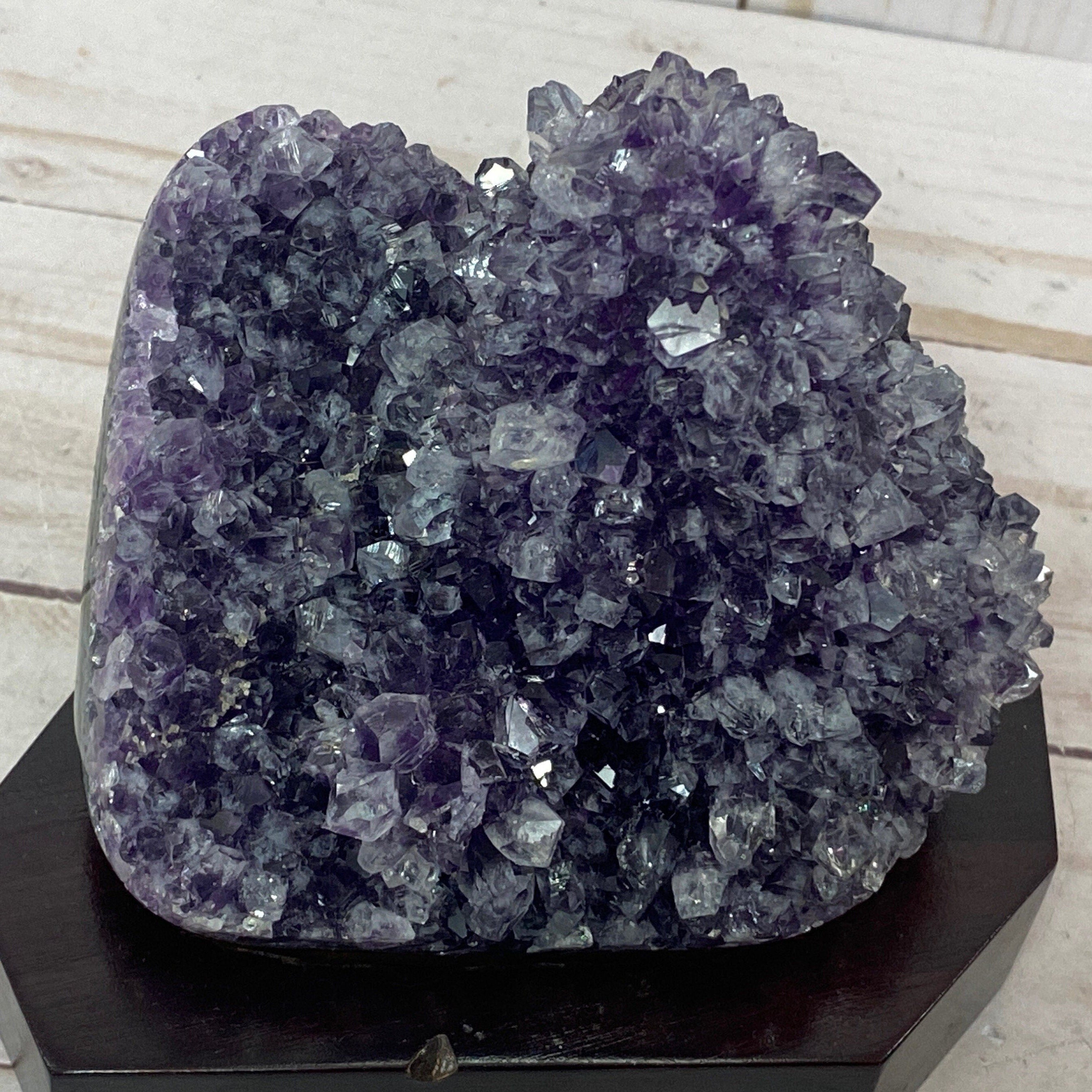 Amethyst Crystal Geode on a wood base