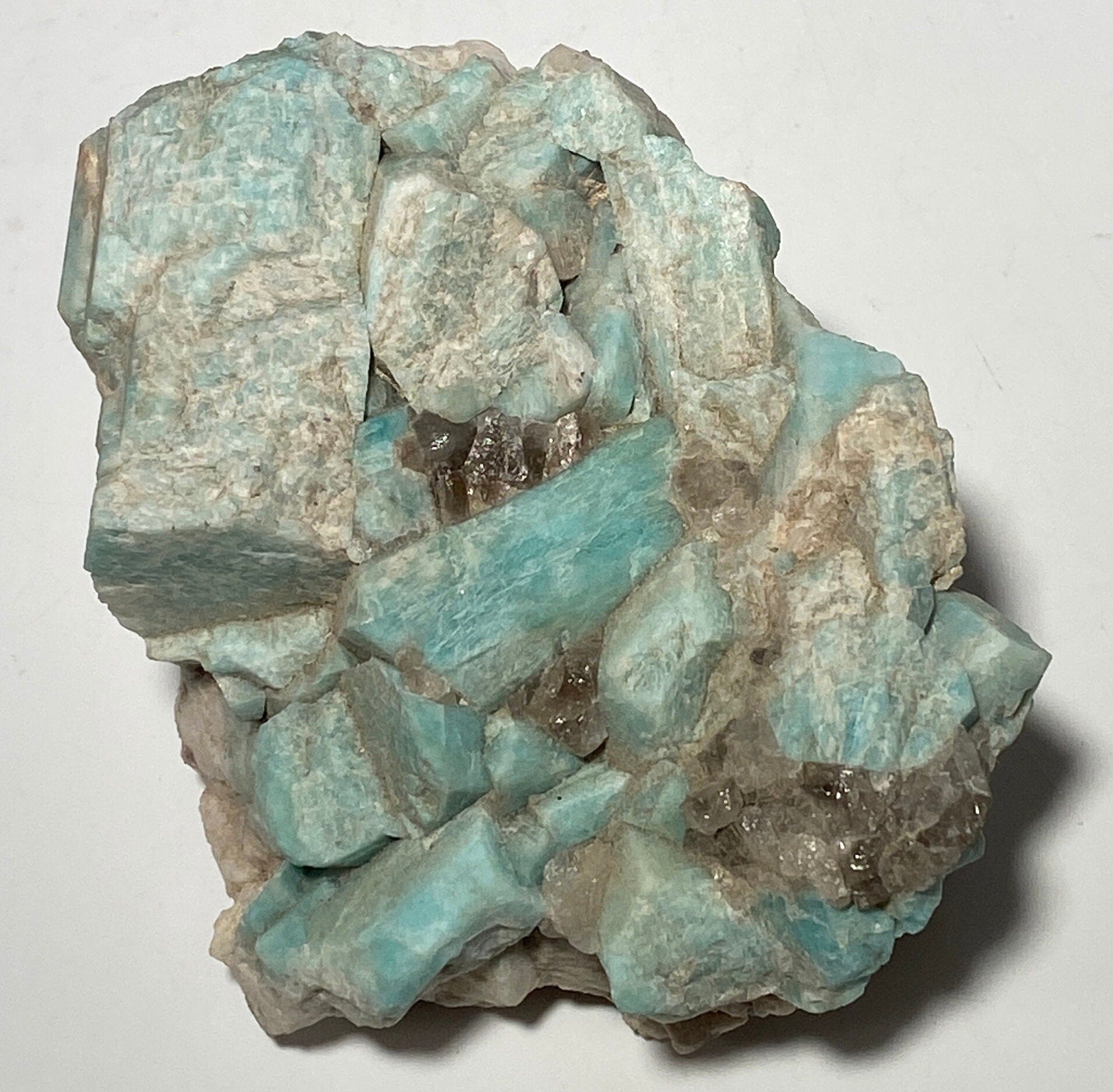 Amazonite crystal with smoky quartz | colorado amazonite, colorado decor,, amazonite crystal, amazonstone, rock lover, rock collector