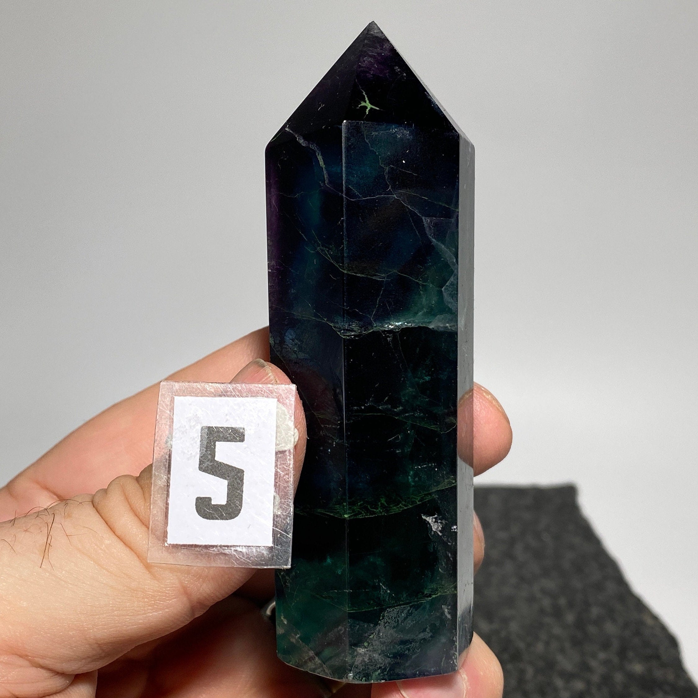 Rainbow fluorite crystal obelisk