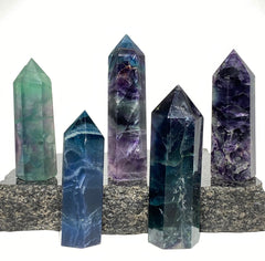 Rainbow fluorite crystal obelisk